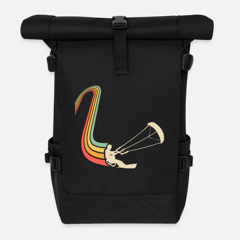 Kitesurfen Kitesurf Kitesurfer Kiteboard - Rolltop Rucksack - Schwarz