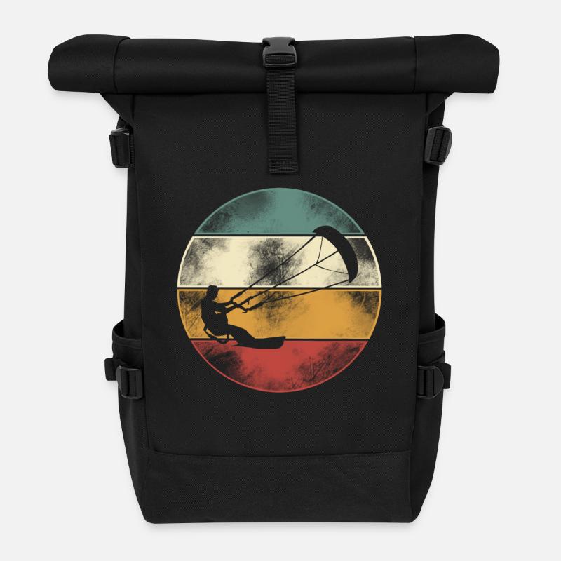 Kitesurfen Kitesurf Kitesurfer Kiteboard - Rolltop Rucksack - Schwarz