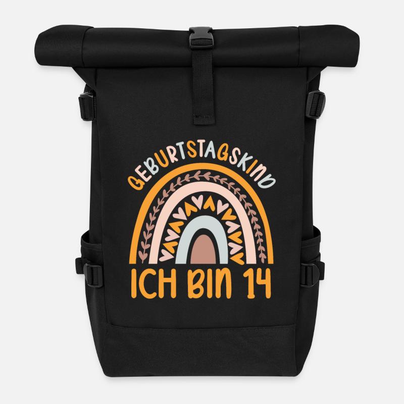 14 Jahre alt Rainbow Regenbogen 14. Geburtstag - Rolltop Rucksack - Schwarz