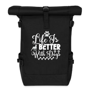 Das Leben ist besser mit Hunden - Rolltop Rucksack - Schwarz - Vorne