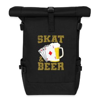 Skat and Beer Kartenspiel Reizen Spielkarten - Rolltop Rucksack - Schwarz - Vorne