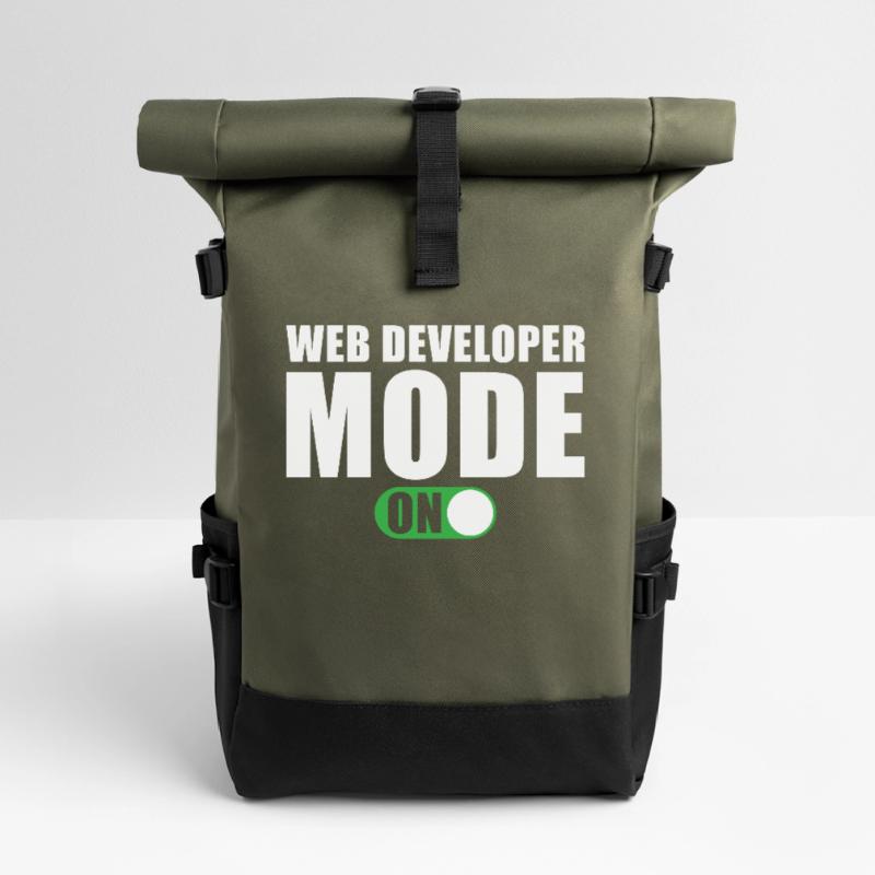 Web Developer Mode On Roll Top Backpack