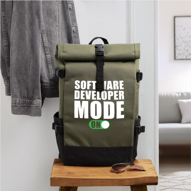 Software Developer Mode On Roll Top Backpack