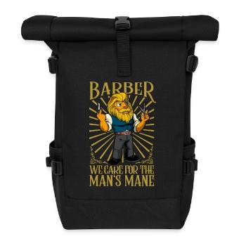 We care for the man's mane - Barber - Roll Top Backpack - black - Front