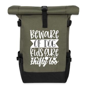 Méfiez-vous du chien - Sac à dos roll top - olive/noir - Devant