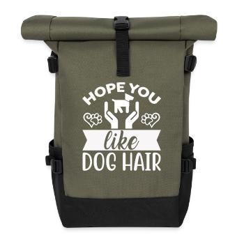 Hoffe du magst Hundehaar - Rolltop Rucksack - Olive/Schwarz - Vorne