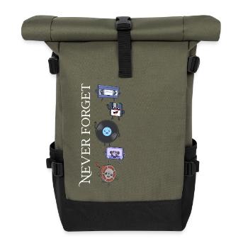 Record and Friends - Never Forget - Roll Top Backpack - olive/black - Front
