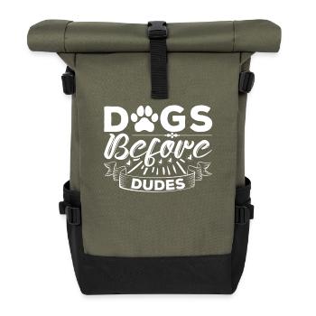 Dogs in front of guys - Roll Top Backpack - olive/black - Front