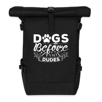 Dogs in front of guys - Roll Top Backpack - black - Front