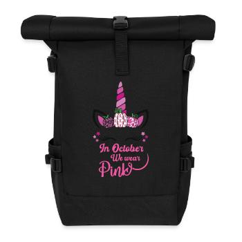 Im Oktober tragen wir Rosa - Rolltop Rucksack - Schwarz - Vorne