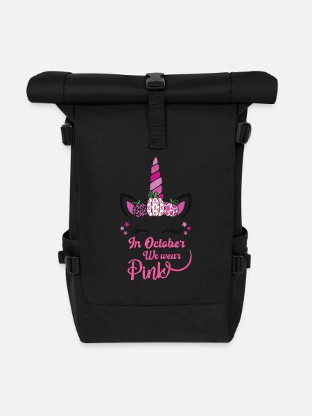 En octobre, nous portons du rose - Sac à dos roll top - noir