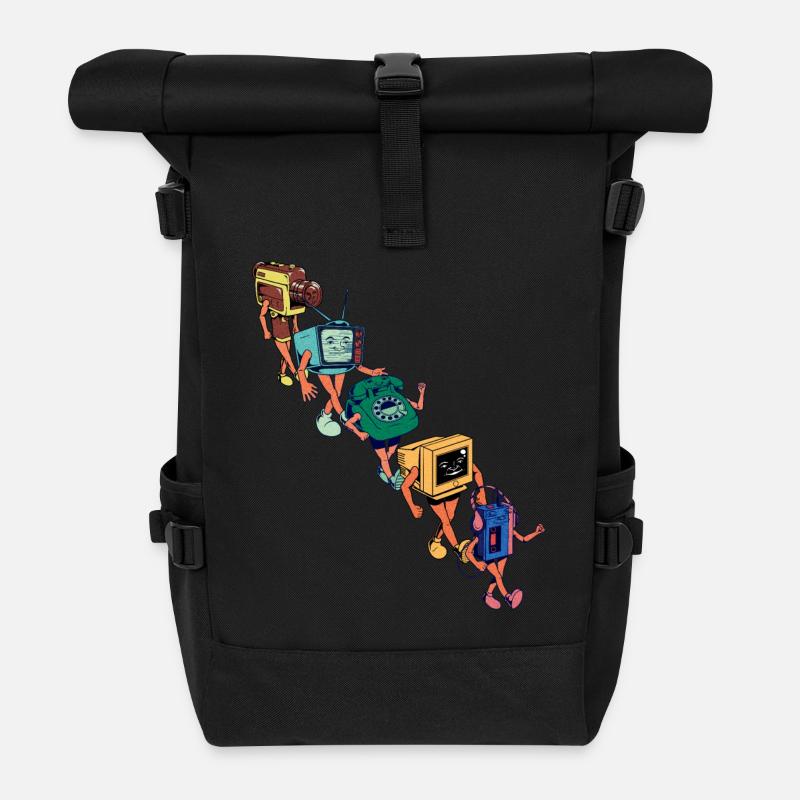 Walkman und Freunde - Never Forget - Rolltop Rucksack - Schwarz