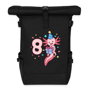 Mit Axolotl - Mädchen Geburtstag 8 Jahre - Rolltop Rucksack - Schwarz - Vorne