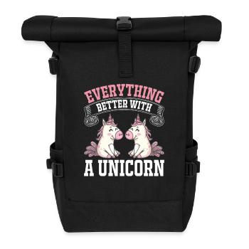 Everything is better with a unicorn unicorn - Roll Top Backpack - black - Front