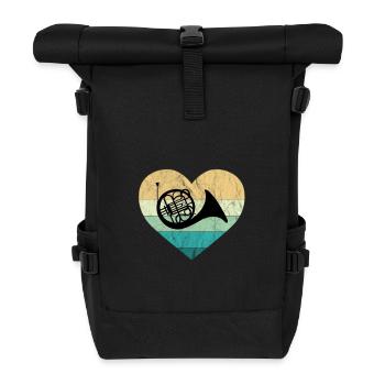 Hornist liebt Horn Waldhorn spielen im Orchester - Rolltop Rucksack - Schwarz - Vorne