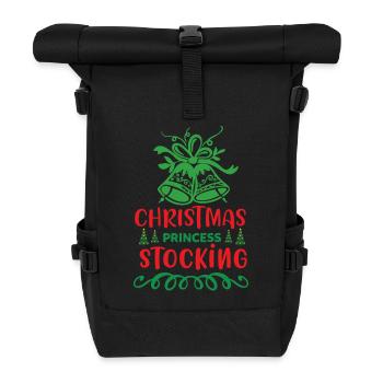 Christmas Princess Stocking Norwegian Pattern - Roll Top Backpack - black - Front