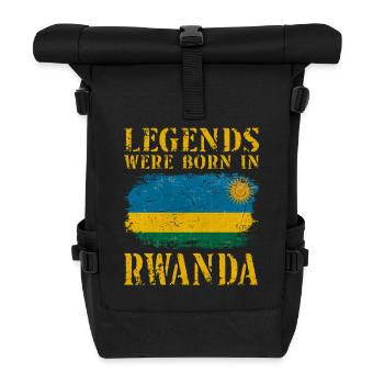 Vintage Design Ruanda Flagge - Rolltop Rucksack - Schwarz - Vorne