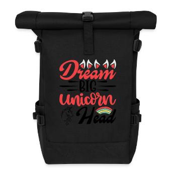 Dream Big Einhorn Unicorn - Roll Top Backpack - black - Front