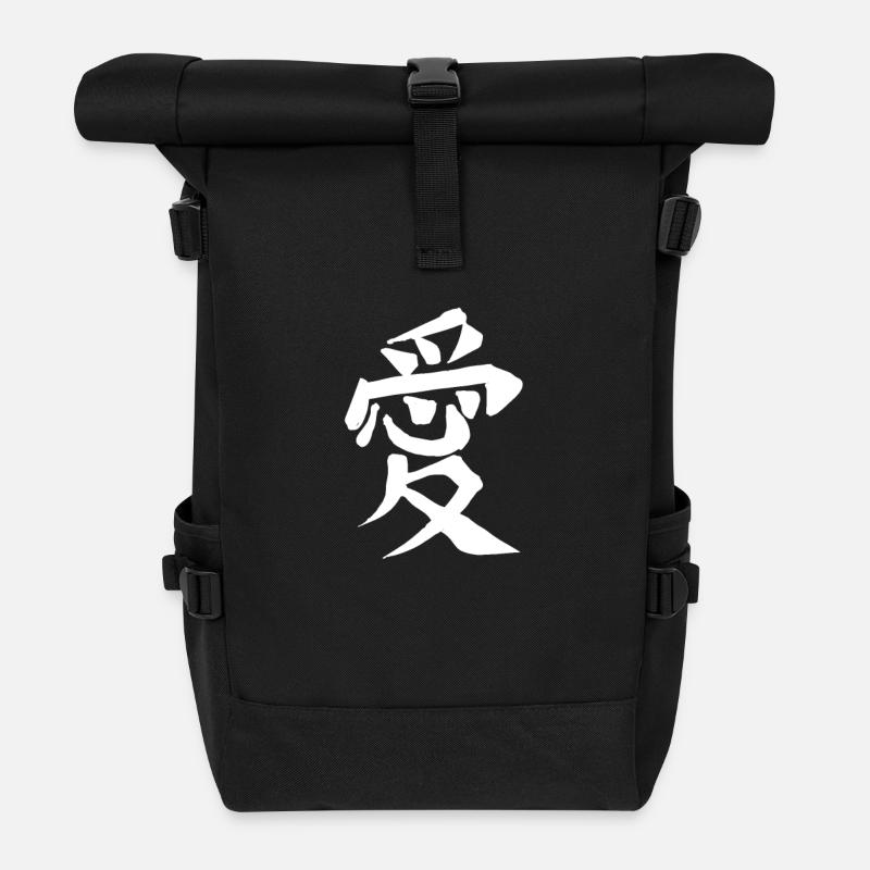 Liebe Chinesische Schrift Zeichen Symbol - Rolltop Rucksack - Schwarz