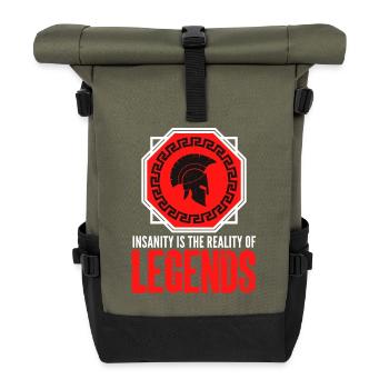 Insanity is the Reality of Legends - Roll Top Backpack - olive/black - Front