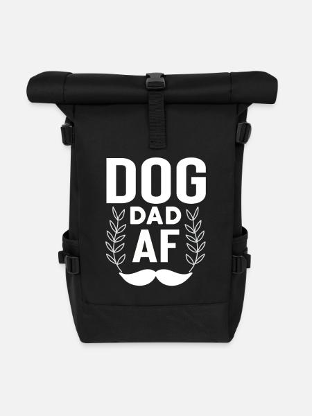 Hund Papa Af - Rolltop Rucksack - Schwarz