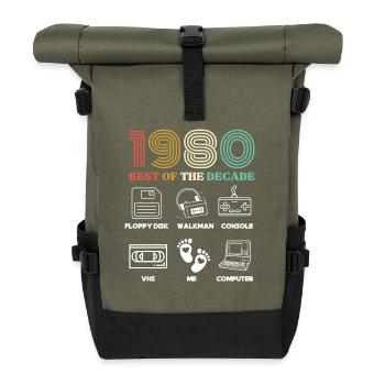 Best of the Decade 1980 - Birthday Humor - Roll Top Backpack - olive/black - Front