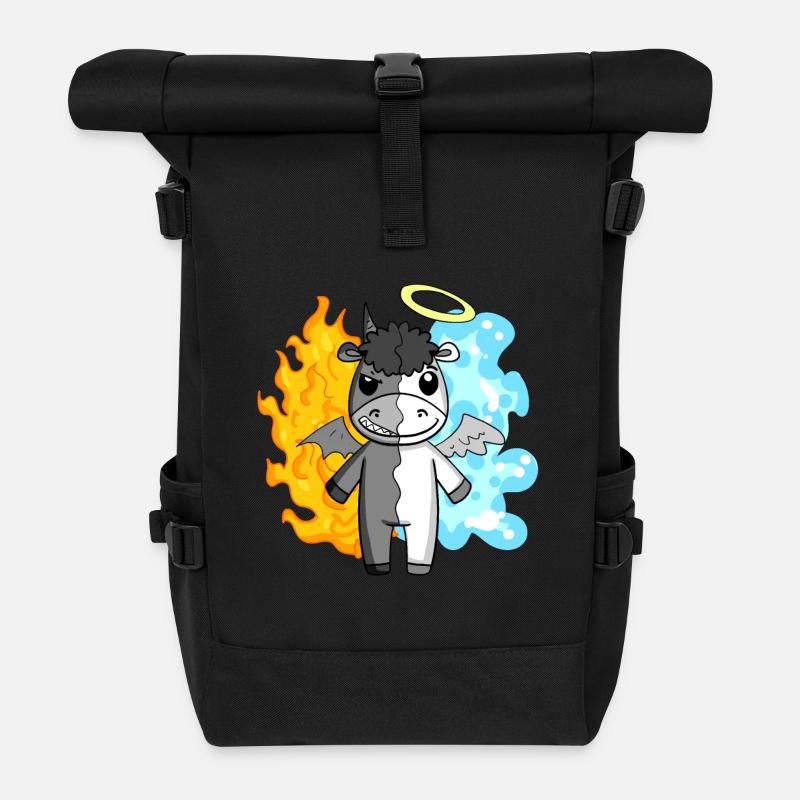 Esel - Engel und Teufel - Rolltop Rucksack - Schwarz