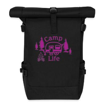 Camp Leben Wandershirt - Rolltop Rucksack - Schwarz - Vorne