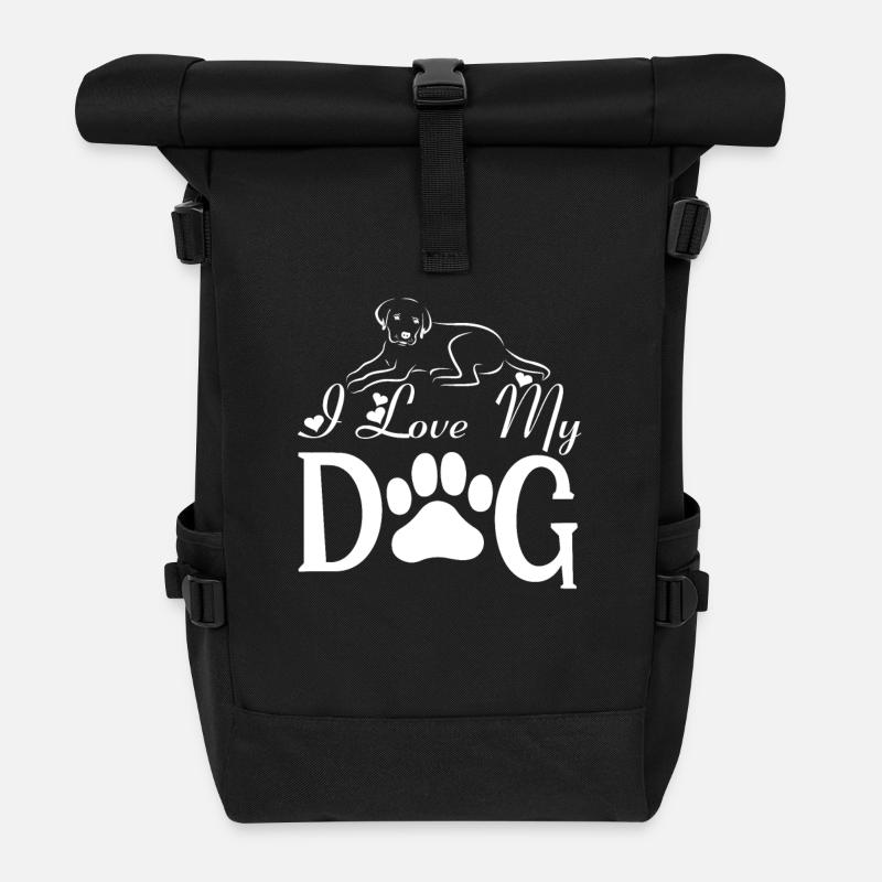 Ich liebe meinen Hund - Rolltop Rucksack - Schwarz