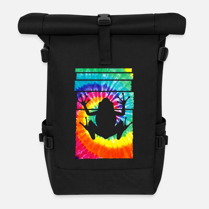Frog Hippie Tie Dye - Rolltop Rucksack - Schwarz