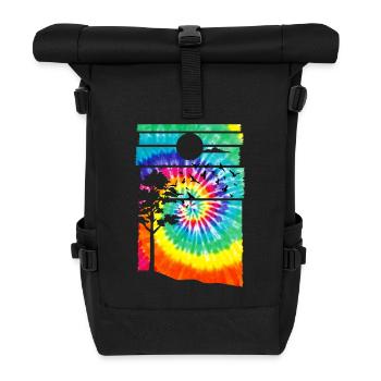 Forest Hippie Batik Nature Trees Forest - Roll Top Backpack - black - Front