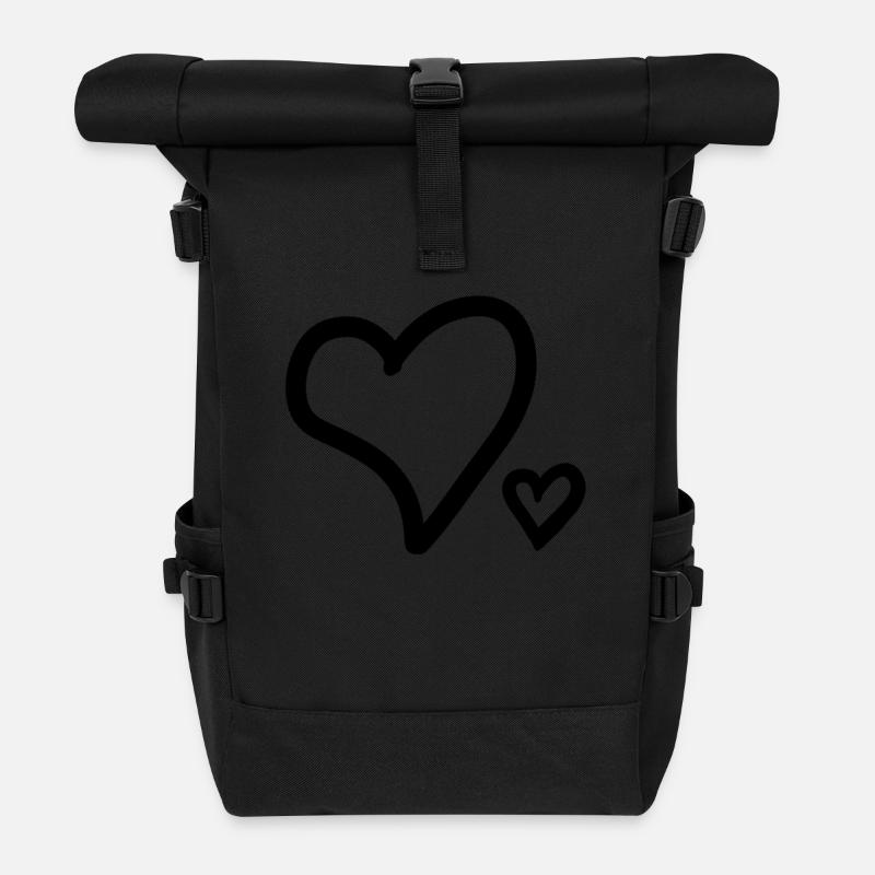 Herz Herze - Rolltop Rucksack - Schwarz