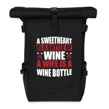 A sweetheart, a bottle of wine - Roll Top Backpack - black - Front