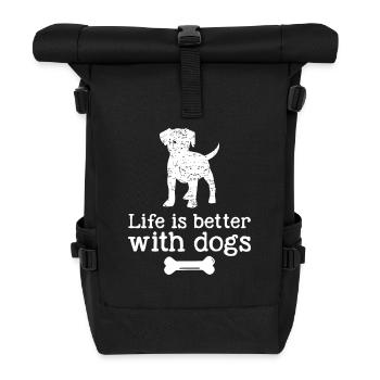 Das Leben ist besser mit Hunden - Rolltop Rucksack - Schwarz - Vorne