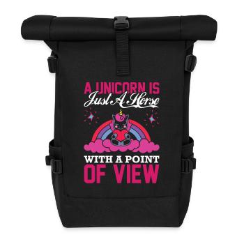 Pferd mit Aussicht Unicorn - Rolltop Rucksack - Schwarz - Vorne
