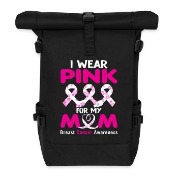 Ich trage rosa für meine Mutter - Rolltop Rucksack - Schwarz - Vorne