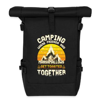 Camper Friends Nature Outdoor Mountains - Roll Top Backpack - black - Front
