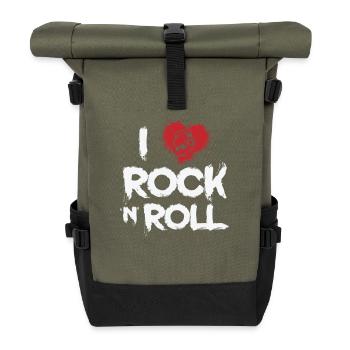 I Love Rock n Roll Music Style Genre Guitar - Roll Top Backpack - olive/black - Front