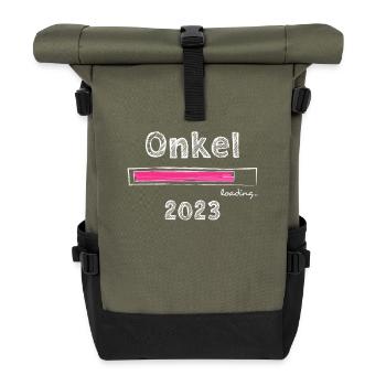 Onkel 2023 loading Nichte Neffe Baby - Rolltop Rucksack - Olive/Schwarz - Vorne