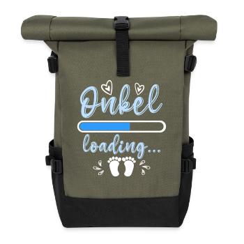 Onkel 2023 loading Nichte Neffe Baby - Rolltop Rucksack - Olive/Schwarz - Vorne