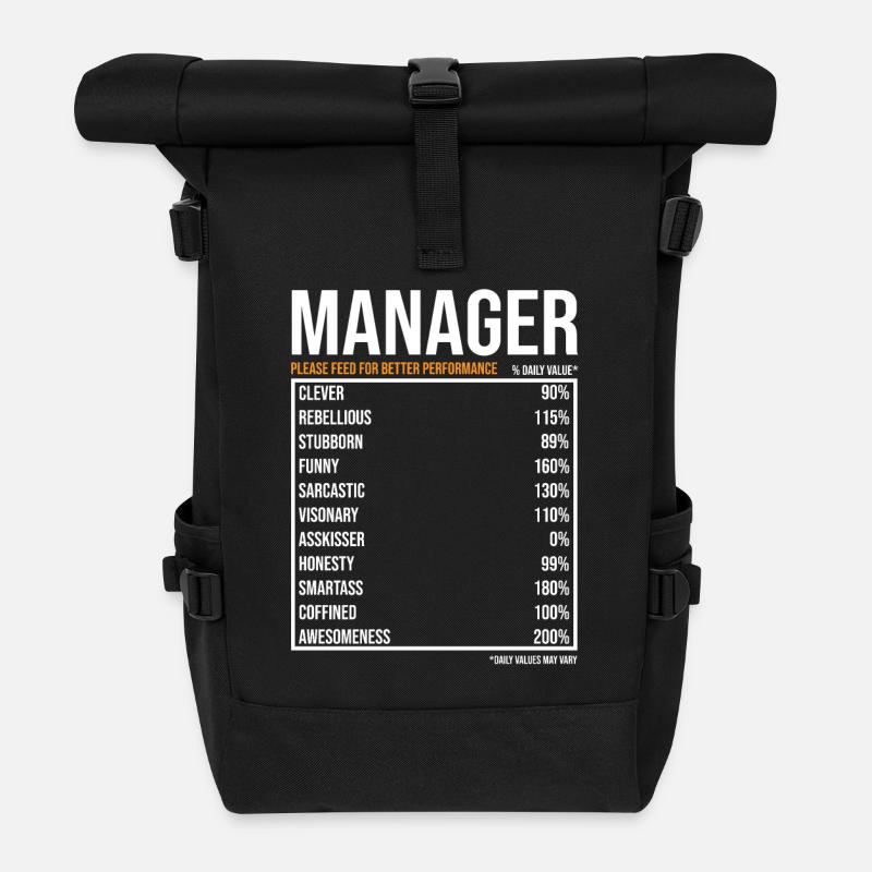 Manager tageswerte Lustiger Manager - Rolltop Rucksack - Schwarz