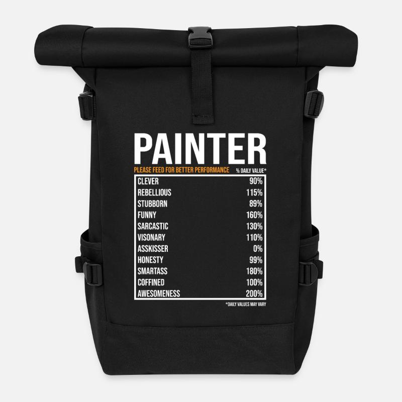 Maler tageswerte Lustiger Maler - Rolltop Rucksack - Schwarz