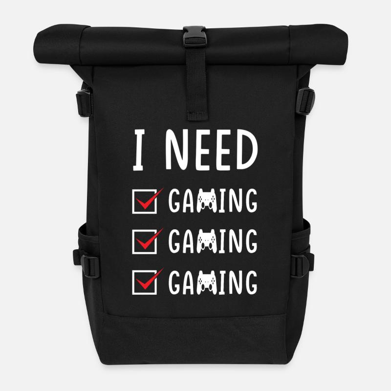 Gaming Gaming Gaming - Rolltop Rucksack - Schwarz