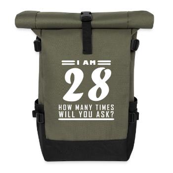I am 28 – 28th birthday gift - Roll Top Backpack - olive/black - Front