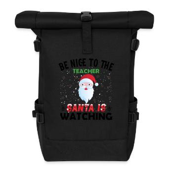 Be nice to the teacher Santa is Watching Norwegian - Roll Top Backpack - black - Front