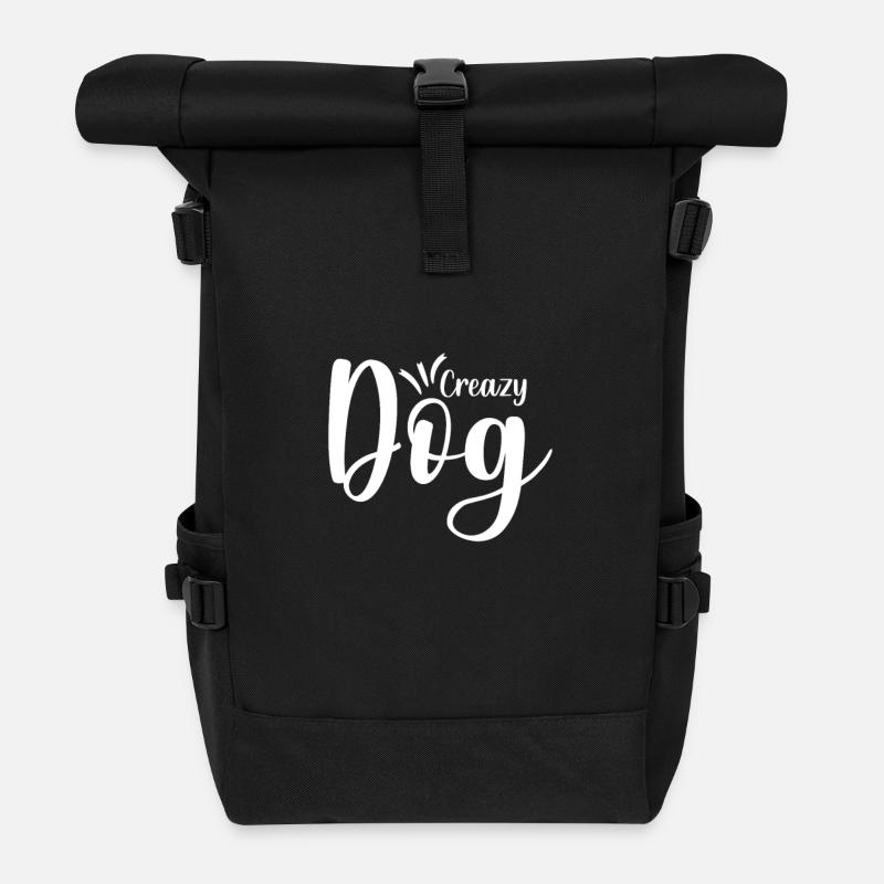dog dog man - Roll Top Backpack - black