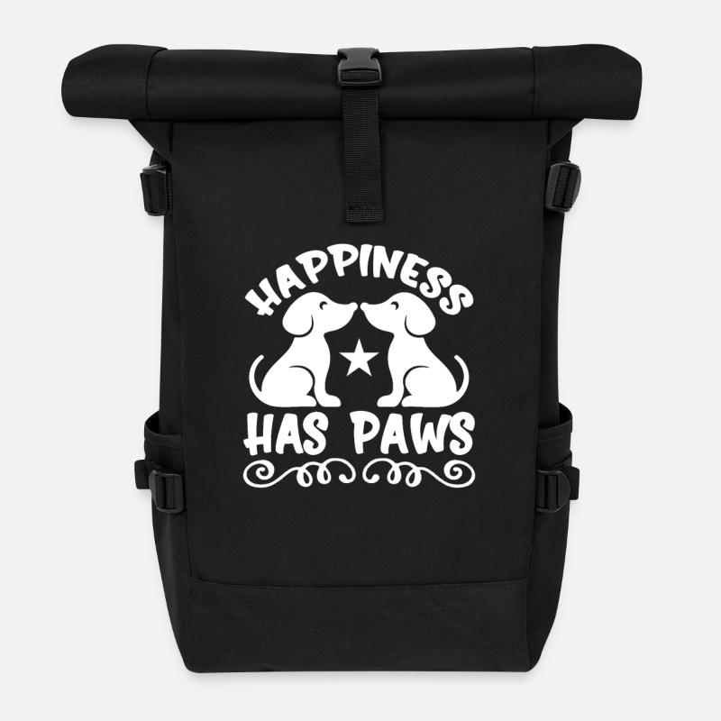 Glück hat Pfoten - Rolltop Rucksack - Schwarz