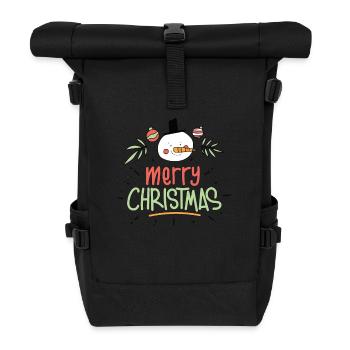 Merry Christmas Norwegian Pattern - Roll Top Backpack - black - Front