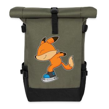 Fuchs Eislaufen Schlittschuhe - Rolltop Rucksack - Olive/Schwarz - Vorne
