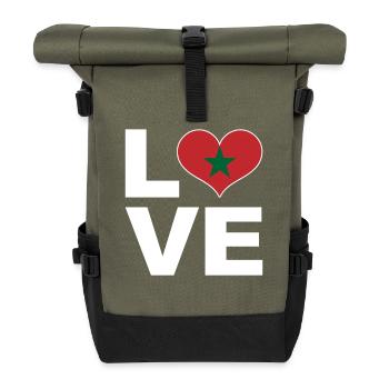 J’aime le Maroc coeur drapeau Maroc - Sac à dos roll top - olive/noir - Devant